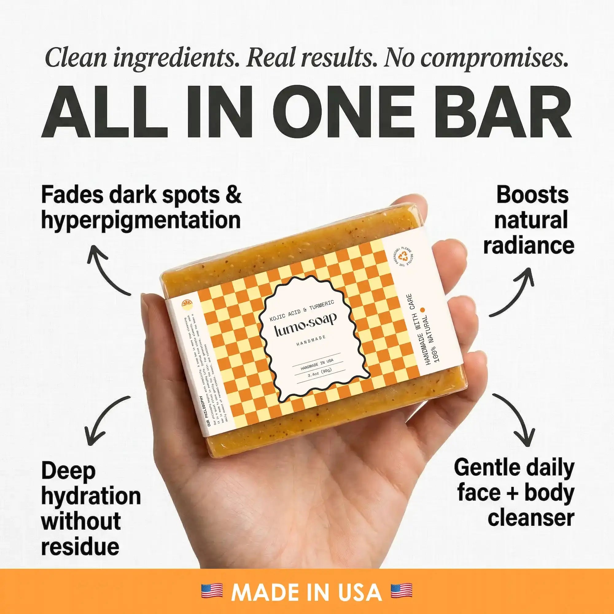 Clearer, Brighter Skin in Just 3–4 Weeks · Kojic Acid & Turmeric Soap lumosoap