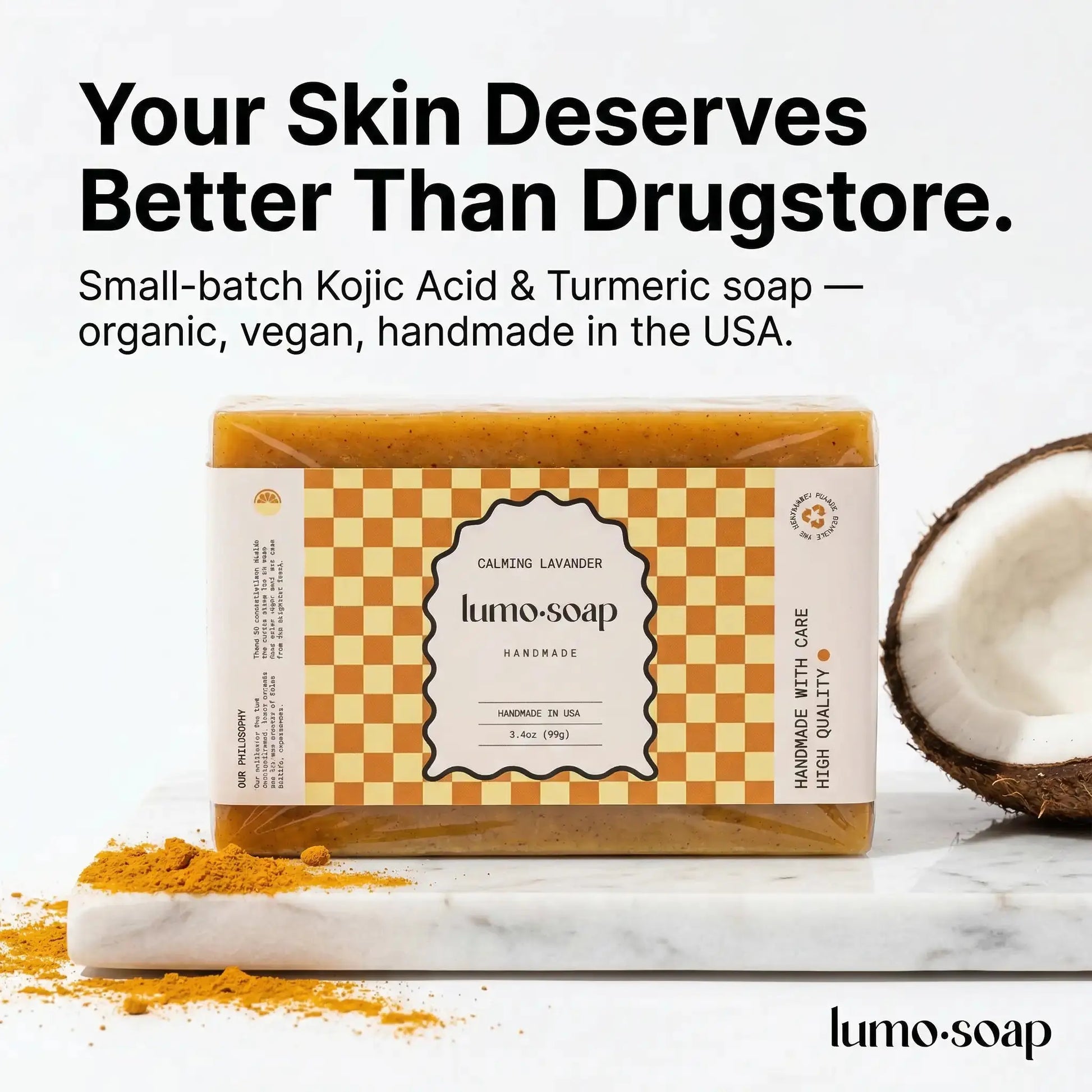 Clearer, Brighter Skin in Just 3–4 Weeks · Kojic Acid & Turmeric Soap lumosoap