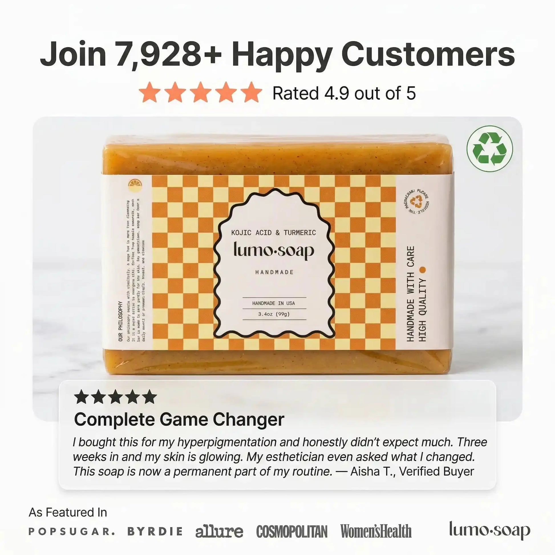 Clearer, Brighter Skin in Just 3–4 Weeks · Kojic Acid & Turmeric Soap lumosoap