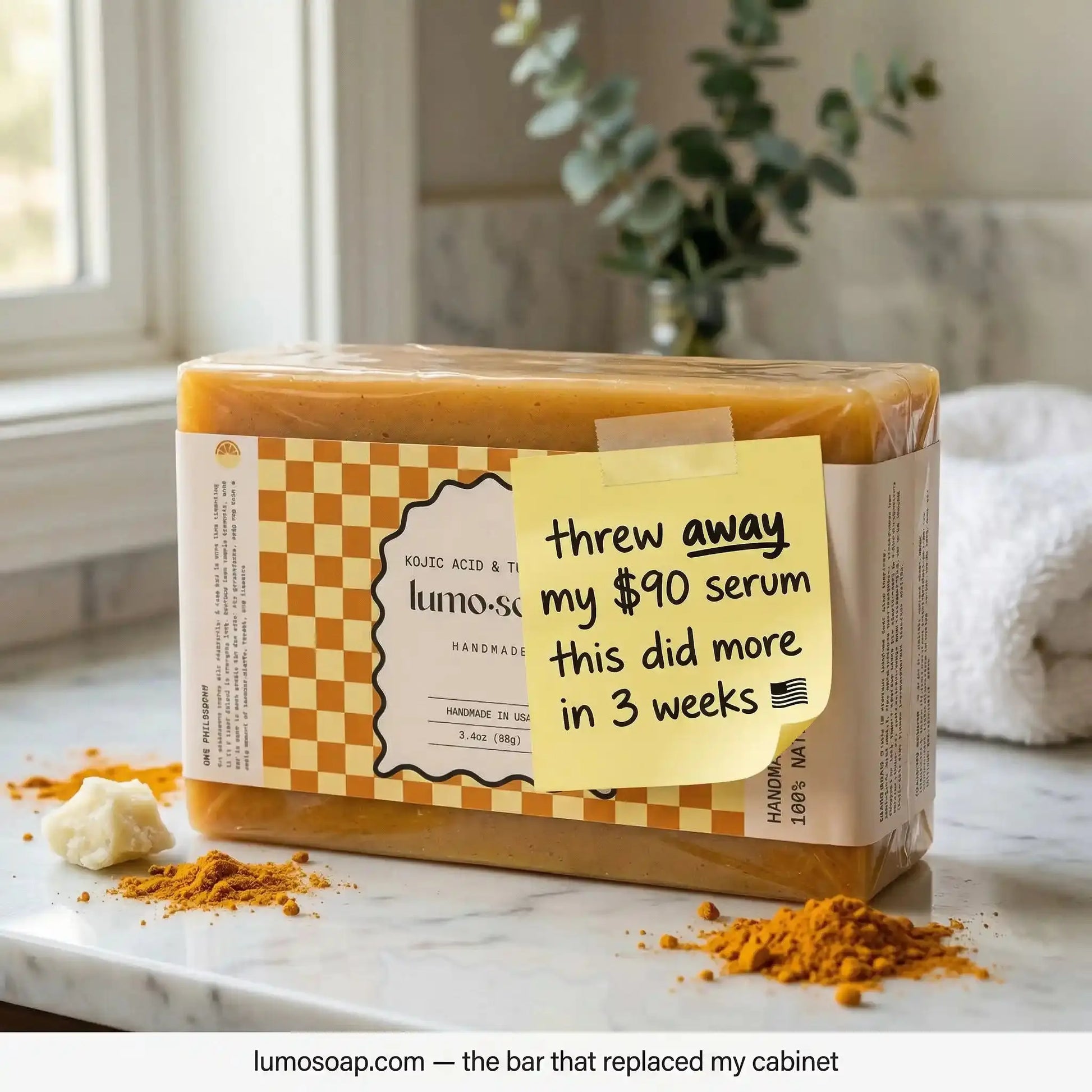 Clearer, Brighter Skin in Just 3–4 Weeks · Kojic Acid & Turmeric Soap lumosoap