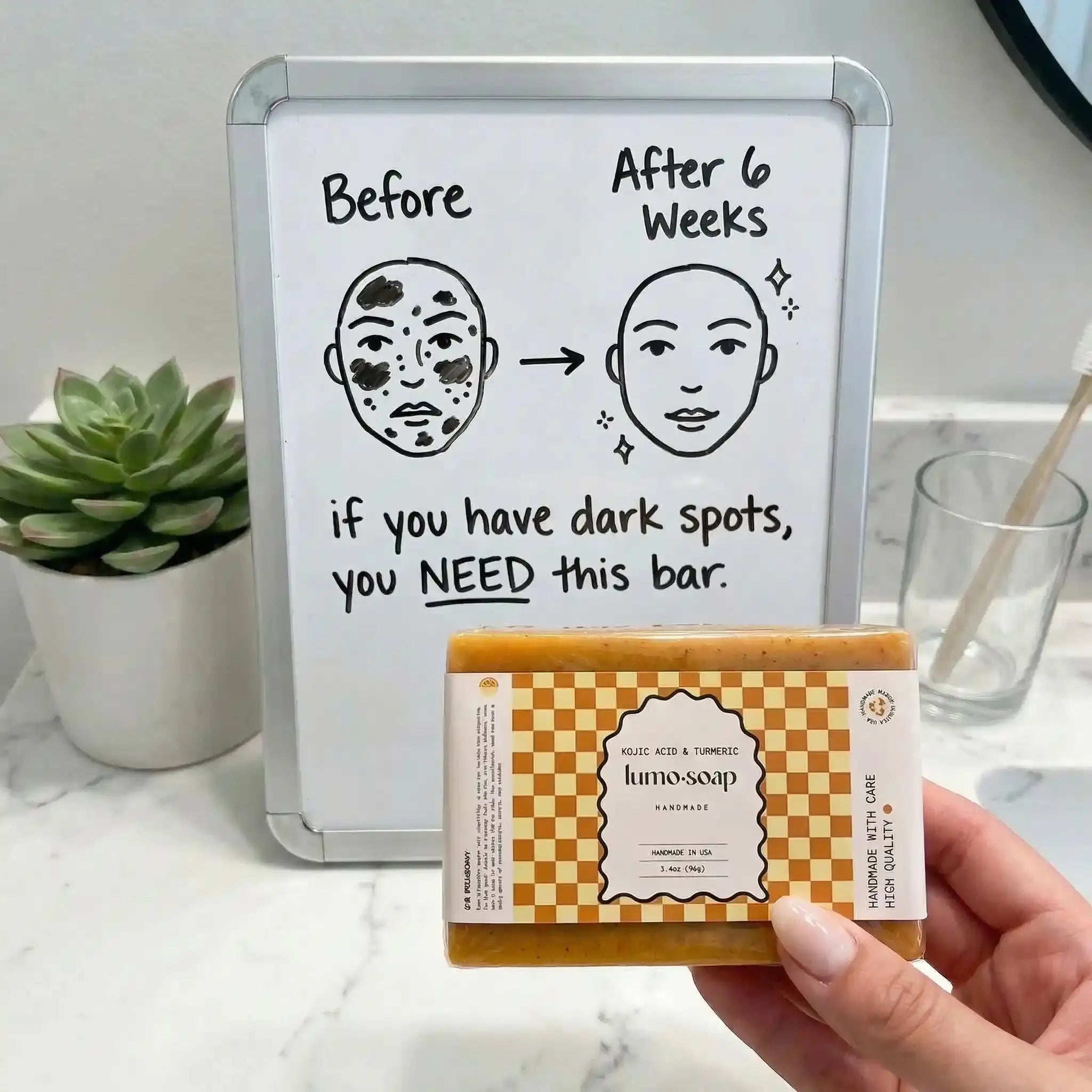 Clearer, Brighter Skin in Just 3–4 Weeks · Kojic Acid & Turmeric Soap lumosoap